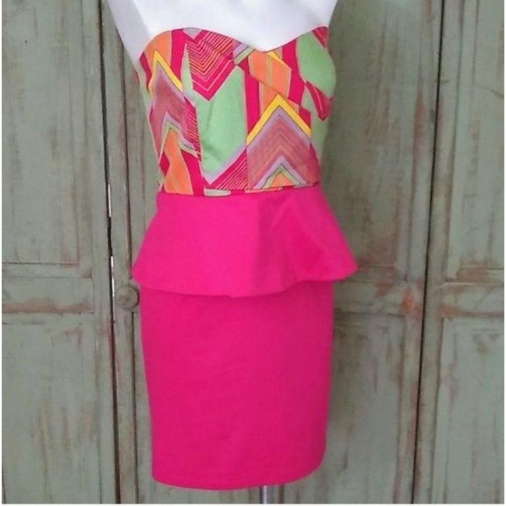 Judith March Dress Sweetheart Peplum Strapless NWT